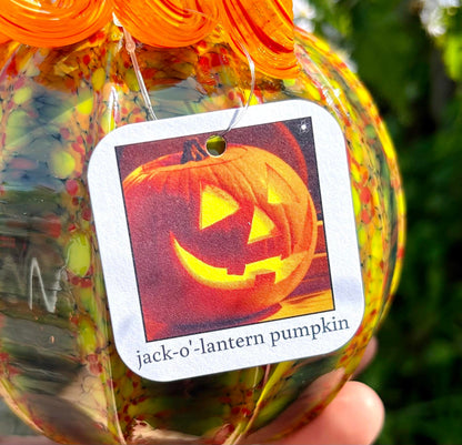 JACK 'O LANTERN Halloween Glass Pumpkin Gift and Centerpiece with Collector Tag