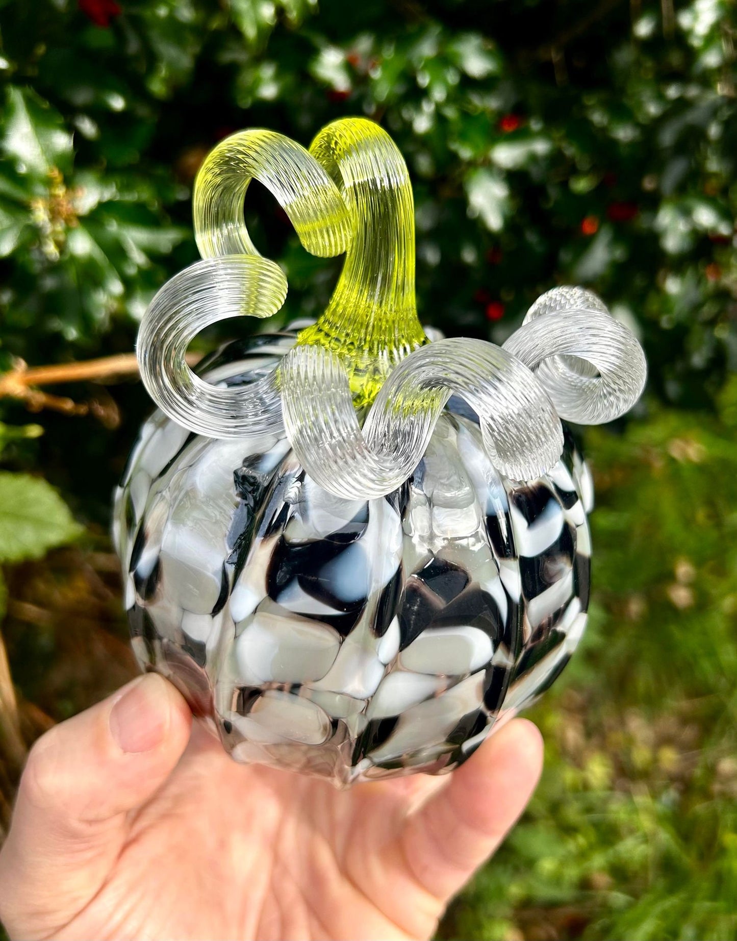 LITTLE LIME PIGEON Hand Blown Glass Pumpkin