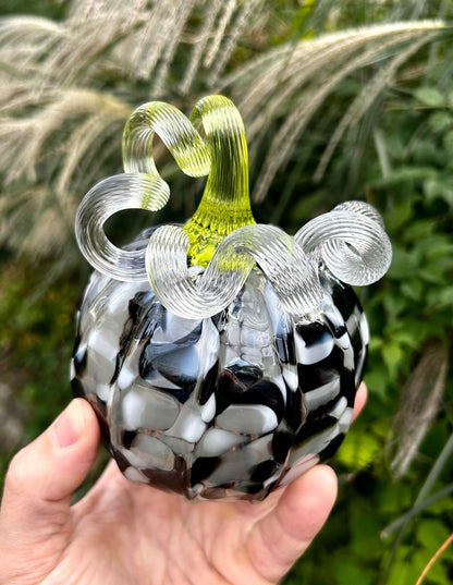 LITTLE LIME PIGEON Hand Blown Glass Pumpkin