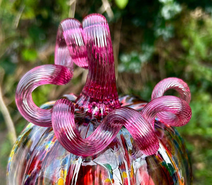 Sale!!!  Ruby Rainbow Glass Pumpkin Gift and Centerpiece