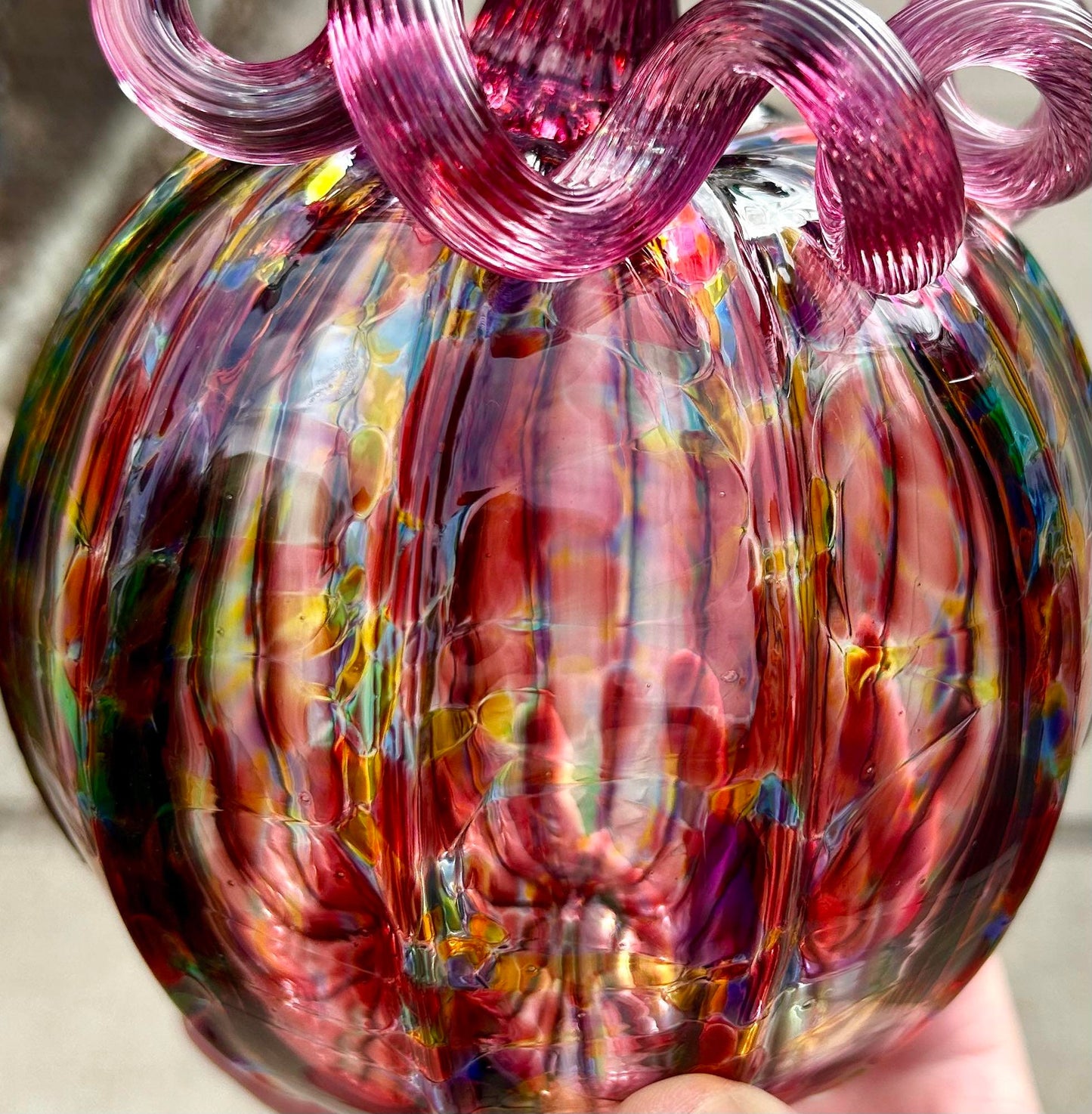 Sale!!!  Ruby Rainbow Glass Pumpkin Gift and Centerpiece