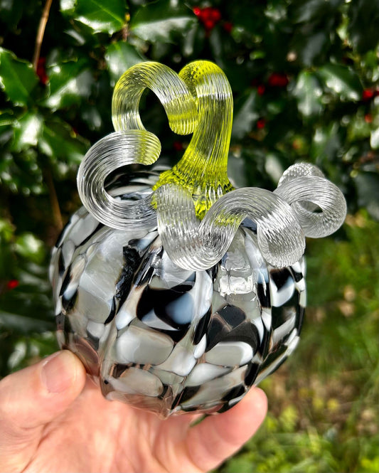 LITTLE LIME PIGEON Hand Blown Glass Pumpkin