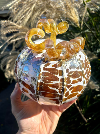 SALE !!! Vanilla Gold Glass Pumpkin Gift and Centerpiece - One of a Kind!