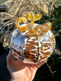 SALE !!! Vanilla Gold Glass Pumpkin Gift and Centerpiece - One of a Kind!