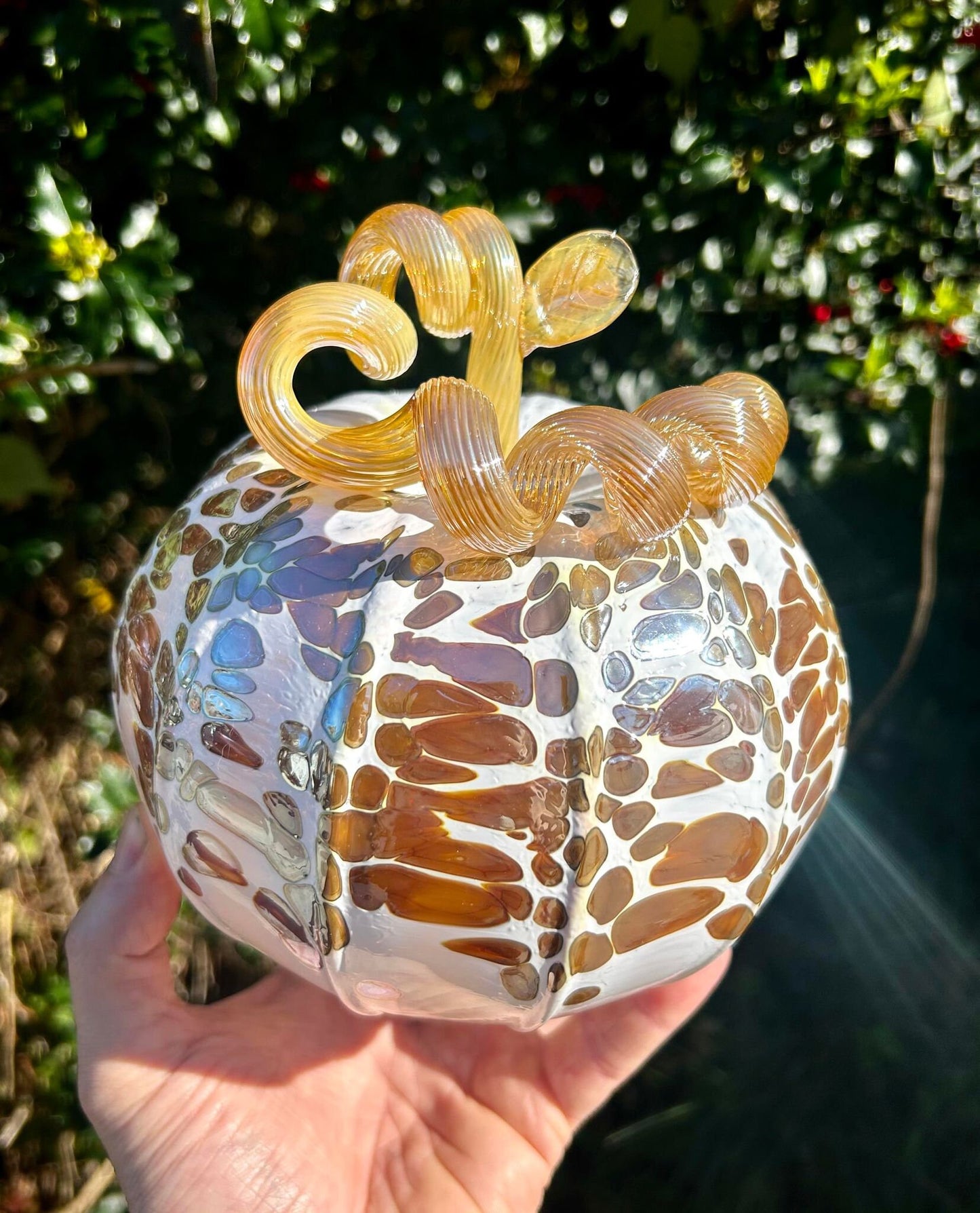 SALE !!! Vanilla Gold Glass Pumpkin Gift and Centerpiece - One of a Kind!