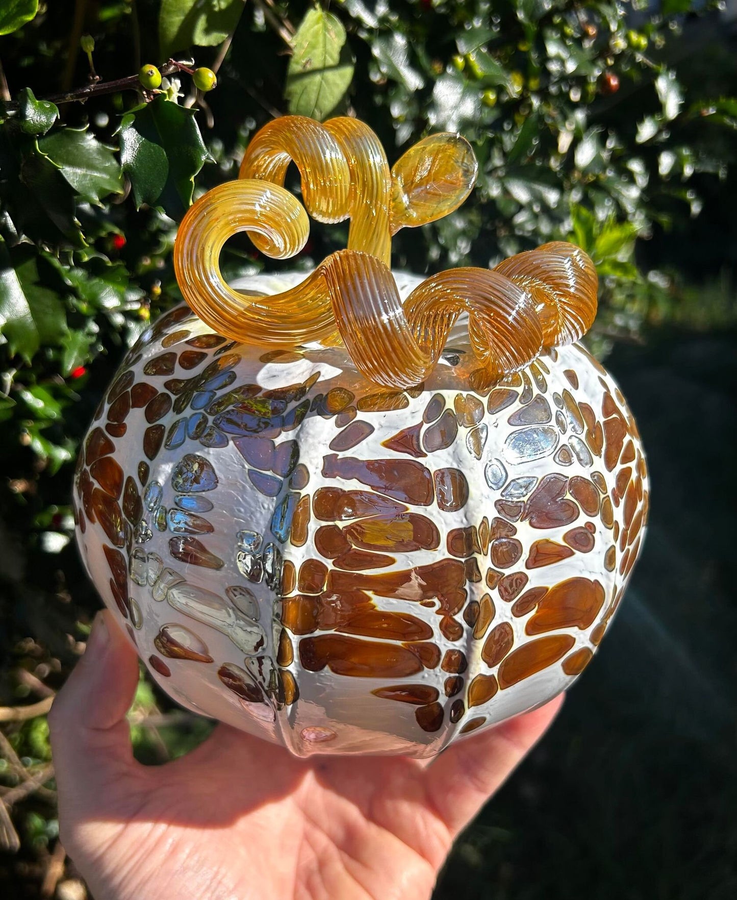 SALE !!! Vanilla Gold Glass Pumpkin Gift and Centerpiece - One of a Kind!