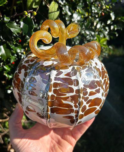 SALE !!! Vanilla Gold Glass Pumpkin Gift and Centerpiece - One of a Kind!