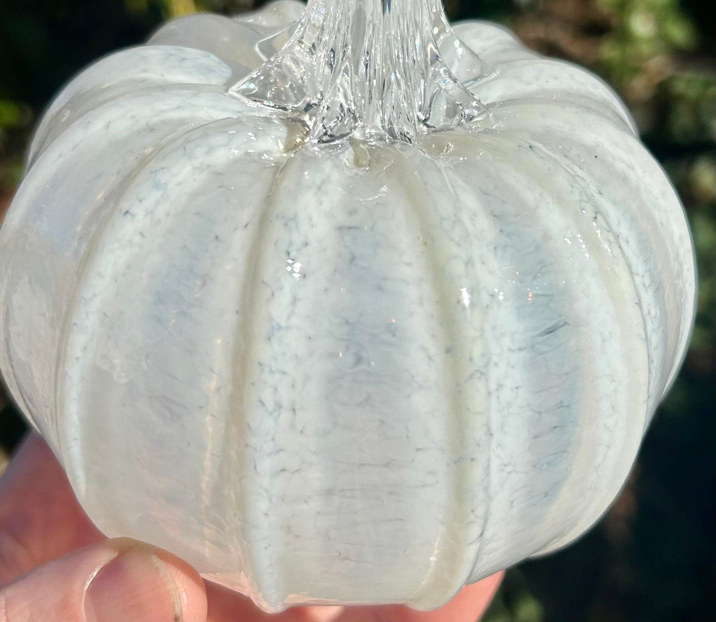 SALE !! Mini Pale Moon Glass Pumpkin and Centerpiece