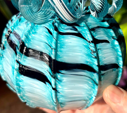 Aqua Shadows Glass Pumpkin Gift and Centerpiece