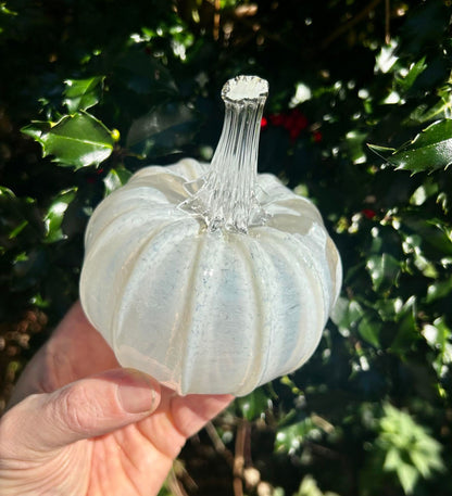 SALE !! Mini Pale Moon Glass Pumpkin and Centerpiece