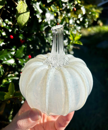 SALE !! Mini Pale Moon Glass Pumpkin and Centerpiece