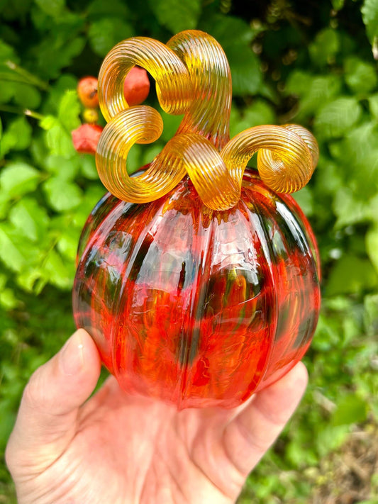 Mini Falling Leaves Glass Pumpkin Gift and Centerpiece