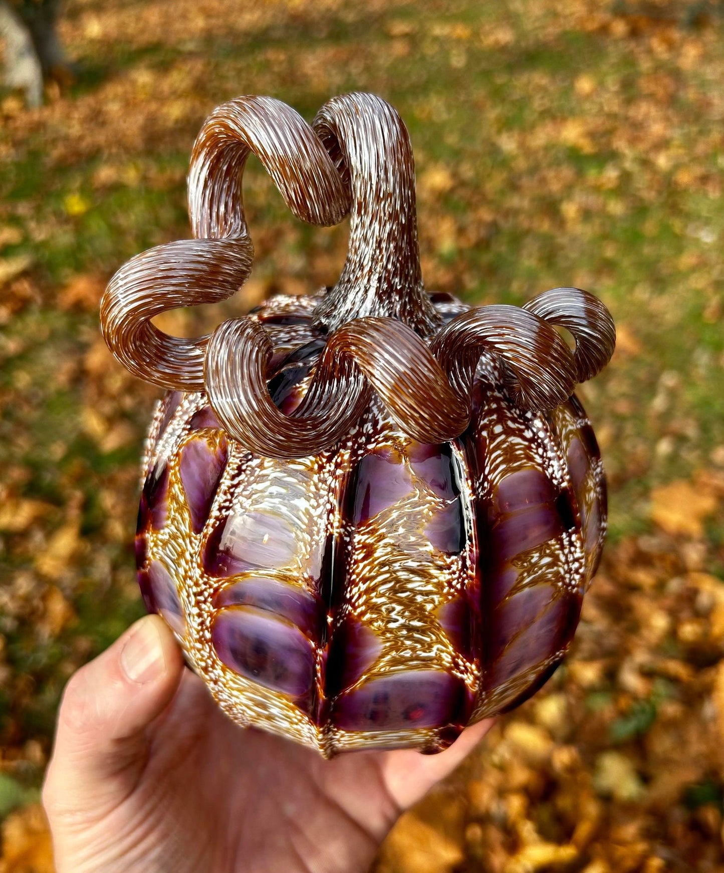 NEW PURPLE CHEETAH  Glass Pumpkin Gift and Centerpiece