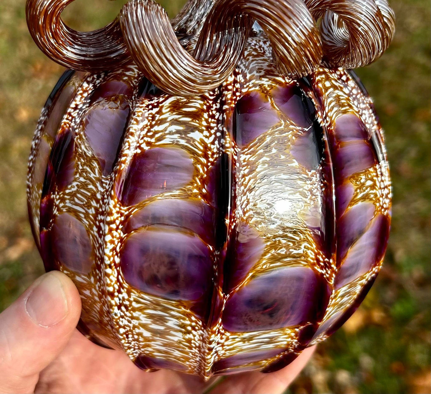 NEW PURPLE CHEETAH  Glass Pumpkin Gift and Centerpiece