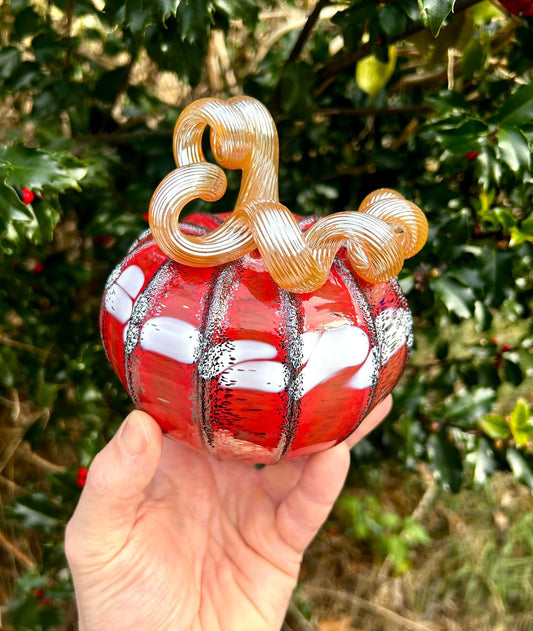 SALE!! Golden Santa Glass Pumpkin Gift and Centerpiece