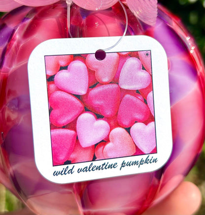 Wild Valentine with Leaf and Signed Collector's Tag Glass Pumpkin Gift and Centerpiece