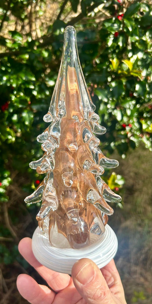 7 3/4" Sparkly Gold Adventurine Glass Tree (signed by artist!)