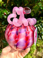 Wild Valentine with Leaf and Signed Collector's Tag Glass Pumpkin Gift and Centerpiece