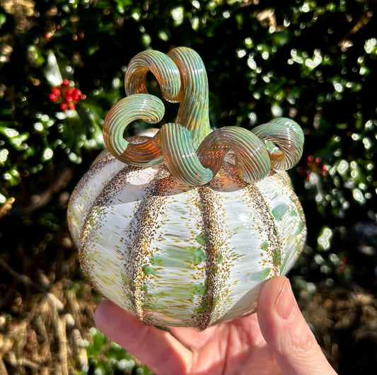 Rustic Mint Glass Pumpkin Gift and Centerpiece