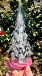 Large -  Little Pink Pigeon Glass Christmas Tree (signed by artist!) 7 1/2"