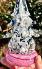 Little Pink Pigeon Glass Christmas Tree (signed by artist!) 6 1/2"