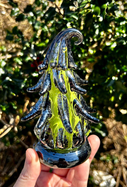 Wicked Witch Tree 5 3/4"  Glass Decor Tree  (signed by artist!)