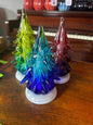 One of a kind set of Three Ombre Glass Trees (signed by artist!) 7 1/2"