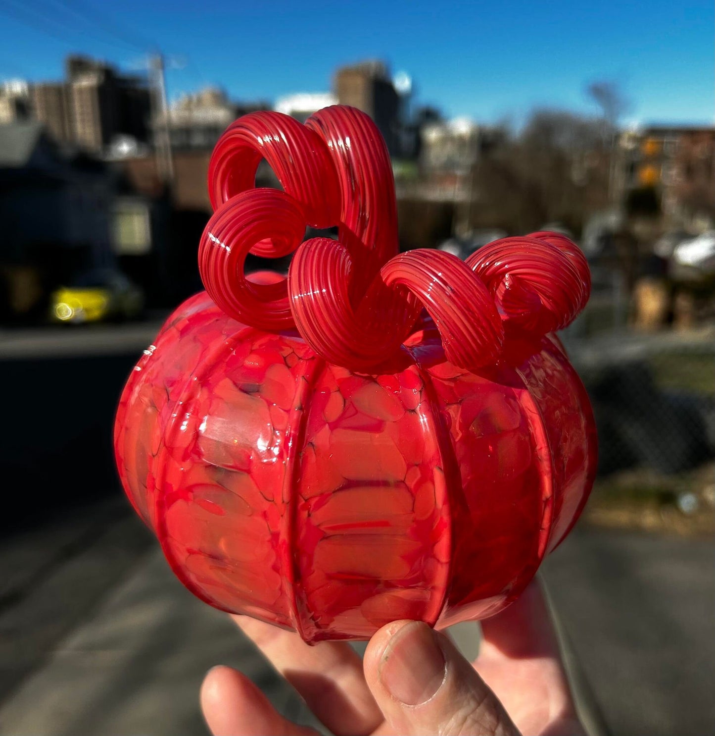 Imperial Red Glass Pumpkin Gift and Centerpiece