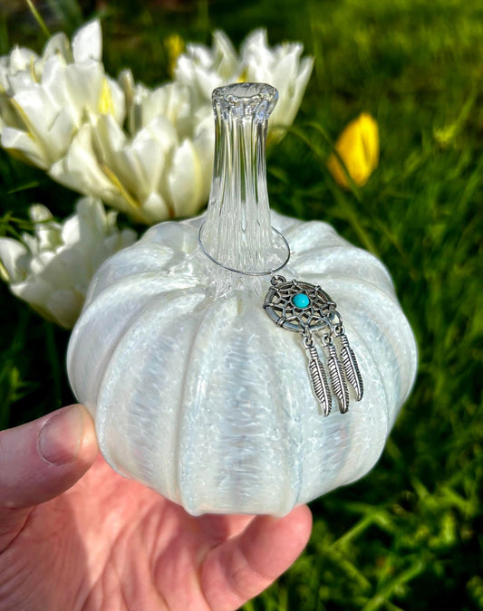 SALE !! Mini Pale Moon Glass Pumpkin and Centerpiece