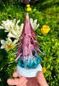 Tourmaline Glass Tree (signed by artist!)  6  1/2"