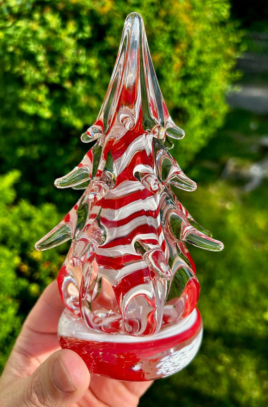 6" Candy Cane Glass Tree (signed by the artist!)  6"