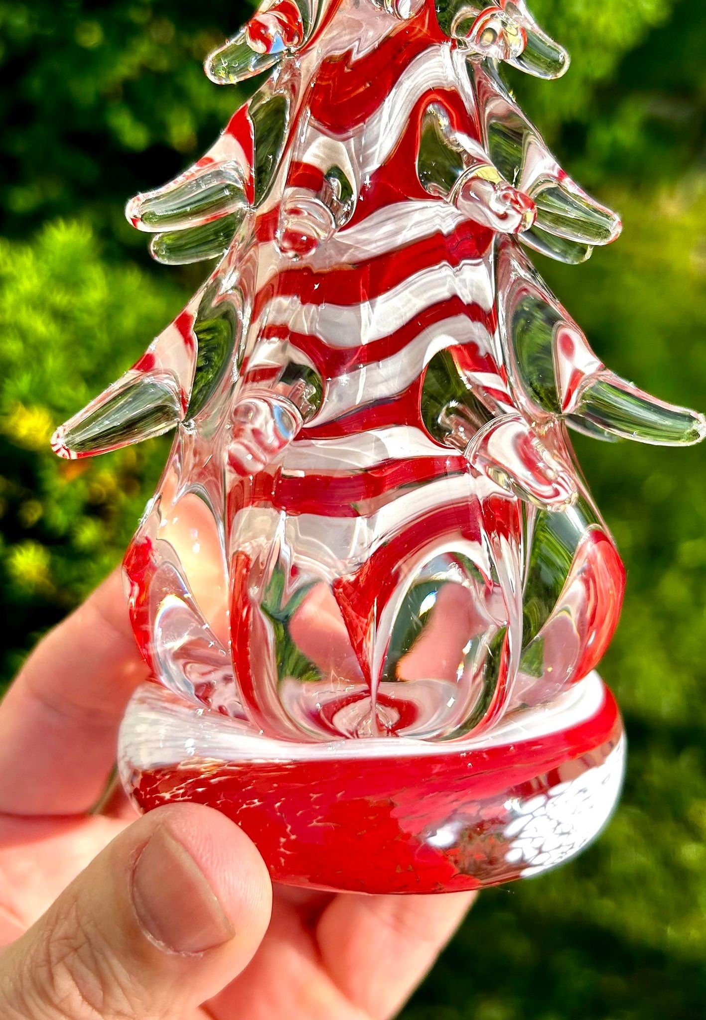 6" Candy Cane Glass Tree (signed by the artist!)  6"