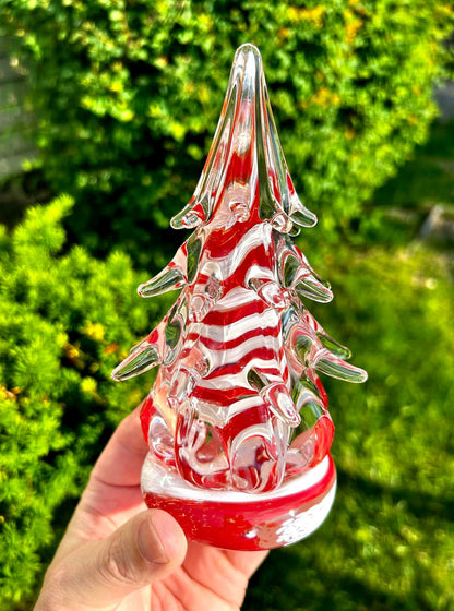 6" Candy Cane Glass Tree (signed by the artist!)  6"