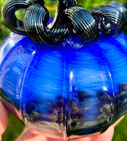 Midnight Waters   - Hand Blown Glass Pumpkin Gift and Centerpiece