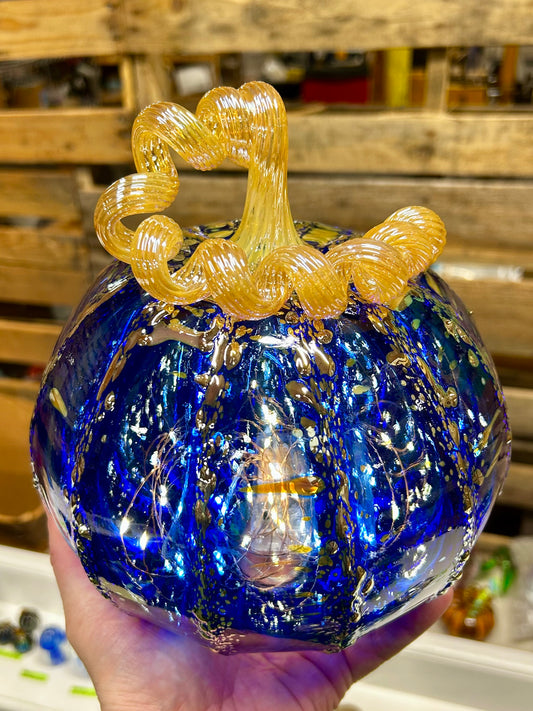 Cobalt Gold Rush Pumpkin - LED Lighted