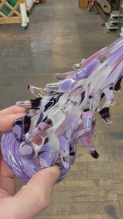 Violet Gemstone Glass Tree Sculpture, Hand Blown Amethyst Purple Art Glass, Jewel Tone Christmas Tree, Luxury Decor Gift